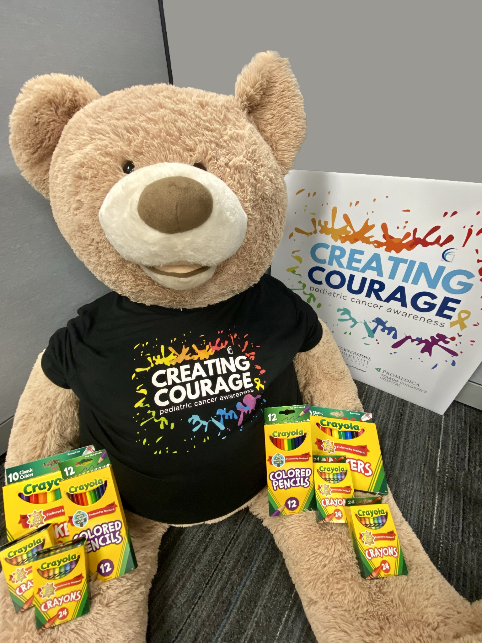 creating courage teddy bear with colored pencils