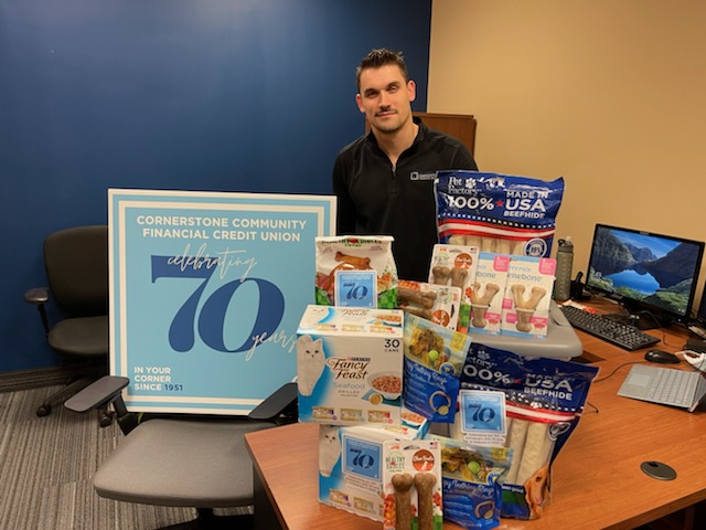Mat with humane society donations