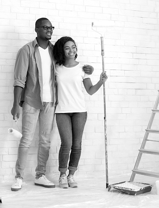 young couple ready to paint