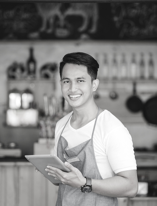 Small Business guy on tablet