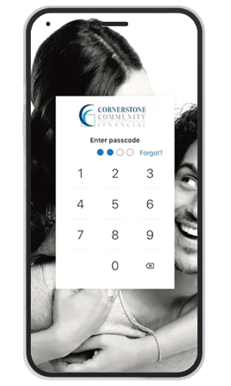 mobile phone showing mobile app login