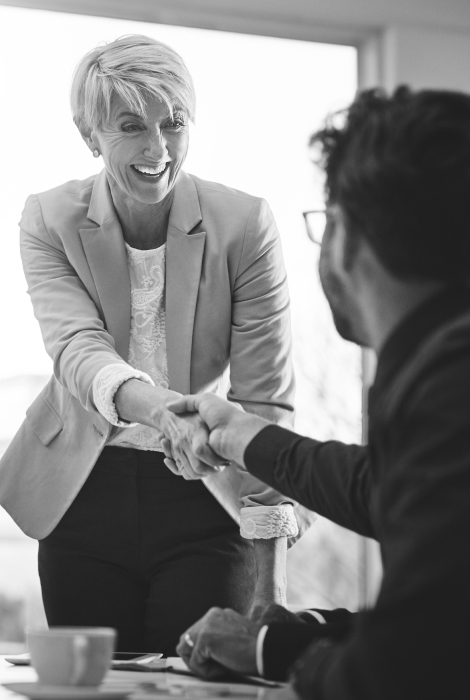 Man and woman shaking hands