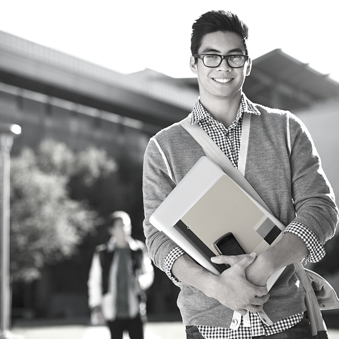 young man, college student