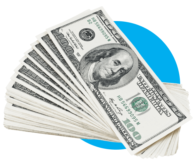 stack of 100s fanned