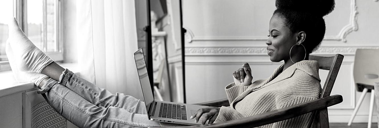 black women on laptop long