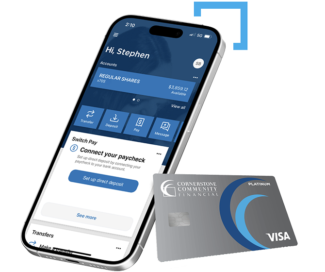 mobile phone with app and platinum card